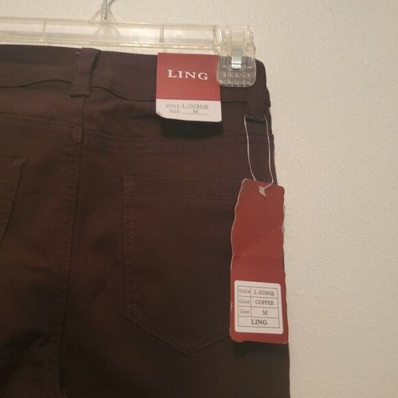 Ling Collection Girls Brown Cotton Blend Pockets Denim Skinny Jeans Size Medium - Picture 6 of 8